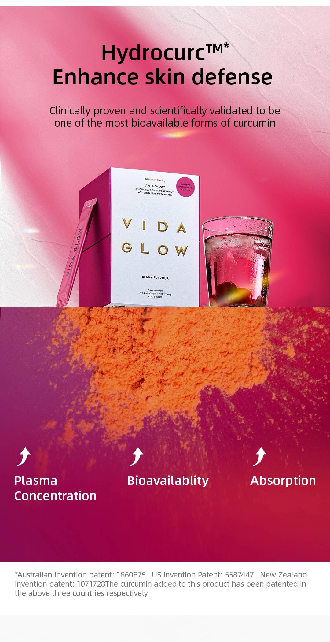 Vida Glow Anti-G-Ox Powder-helps the skin effectively defend against glycation, oxidation and inflammation