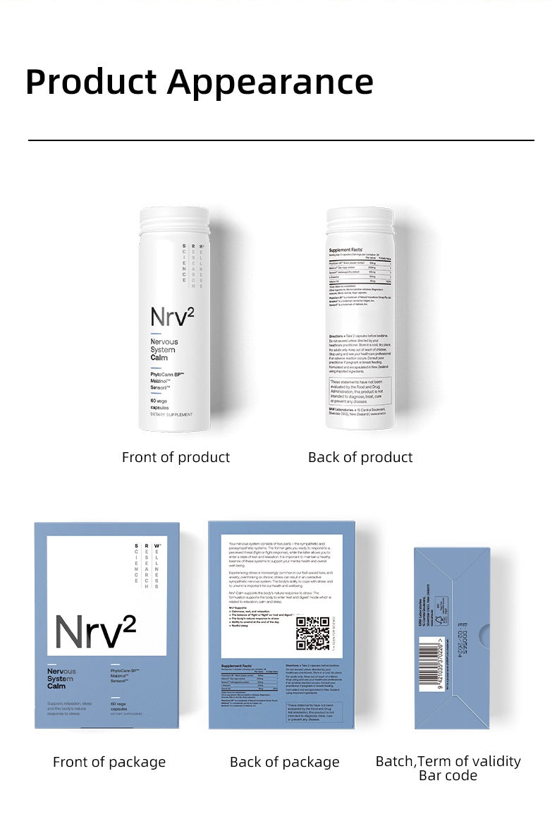 SRW Nrv² Nervous System Calm capsules rediscover quality sleep at its source