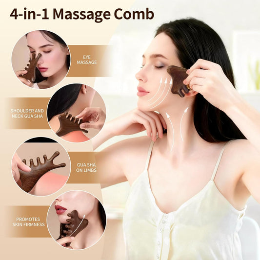 Wooden Scalp Massager  for Gua Sha Head Neck Face Care